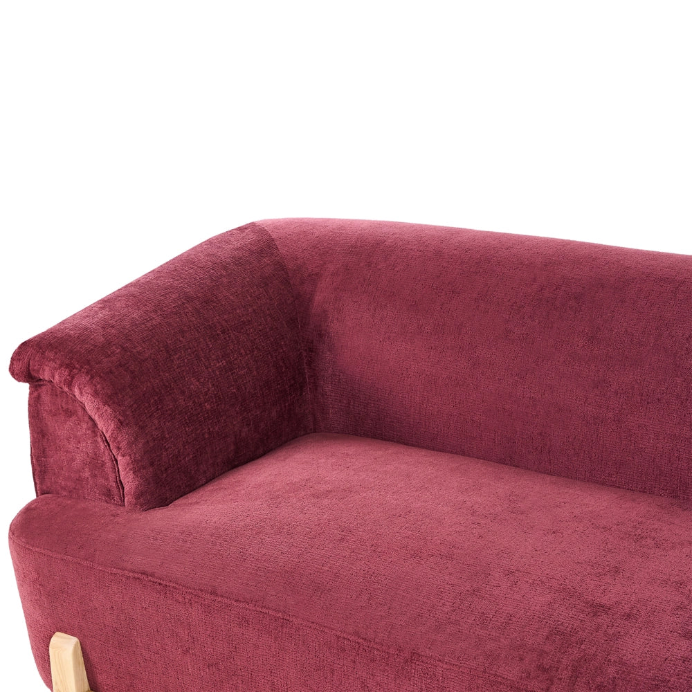 Divano a 3 posti imbottitura in poliestere gambe in legno soggiorno stile moderno bordeaux
