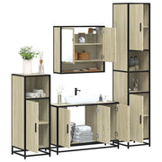 Set Mobili da Bagno 4 pz Rovere Sonoma in Legno Multistrato