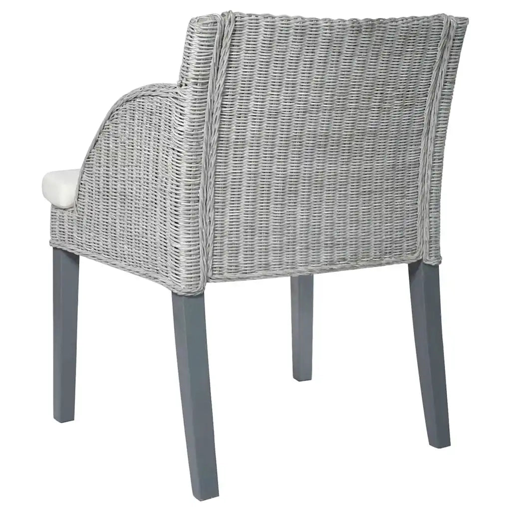 Sedie da Pranzo con Cuscini 2 pz Grigi in Rattan Naturale 325488