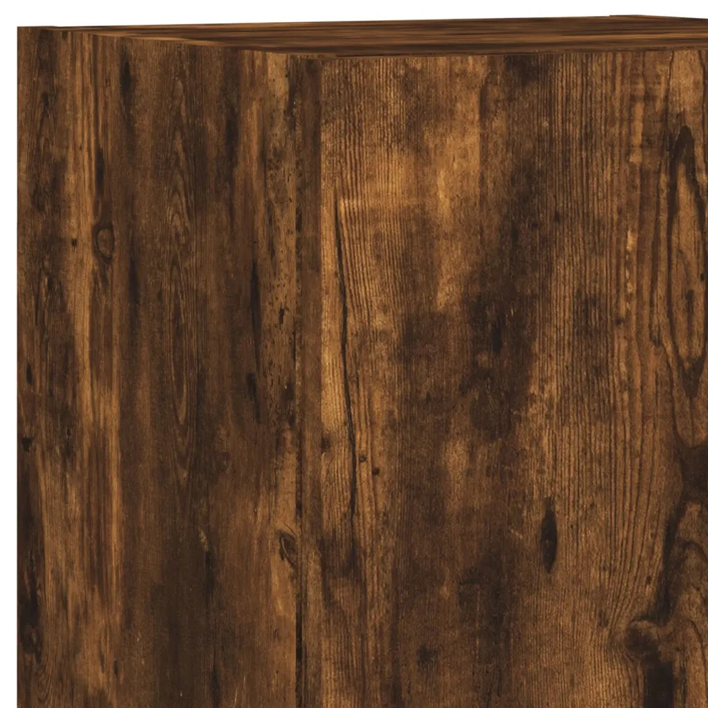Mobili TV a Muro con LED 5 pz-Credenza per TV sospesa Rovere Fumo in Legno Multistrato 674711