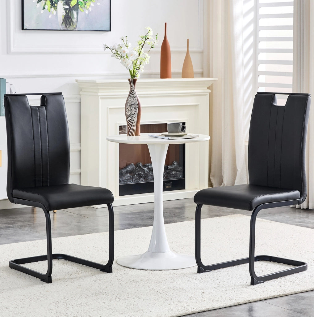 Set di 2 sedie curve nere in materiale PU dal design moderno e minimalista