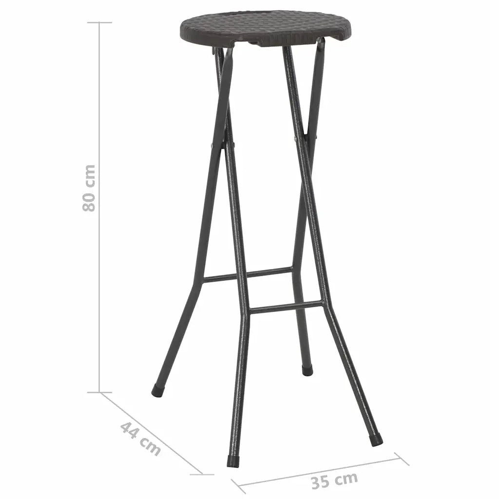 Sgabelli da Bar Pieghevoli 2 pz HDPE e Acciaio Marroni Rattan CFW3730318