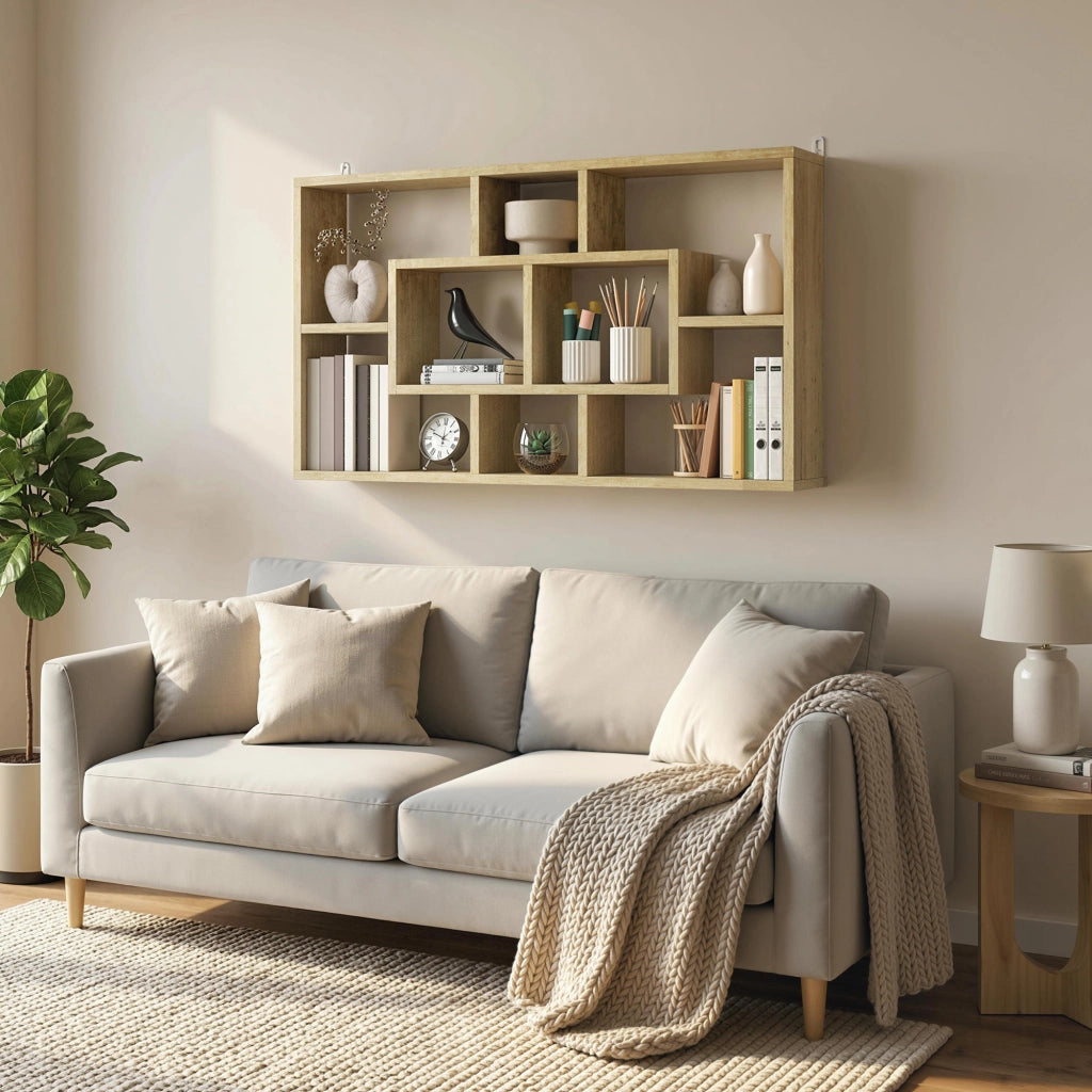 Libreria a Parete 8 Cubi ¨C zephmum ¨C 85x14.5x47.5 cm Rovere