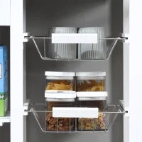 Carrello da Cucina con Ruote, Mobile da Cucina Salvaspazio in Legno Massiccio: 3 Cassetti, 3 Cestelli, 2 Portaspezie, 2 Ripiani, 92x37x82 cm