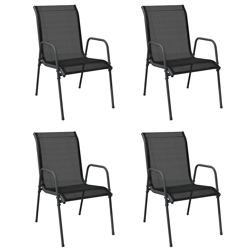 Sedie da Giardino 4 pz in Acciaio e Textilene Nere 316818