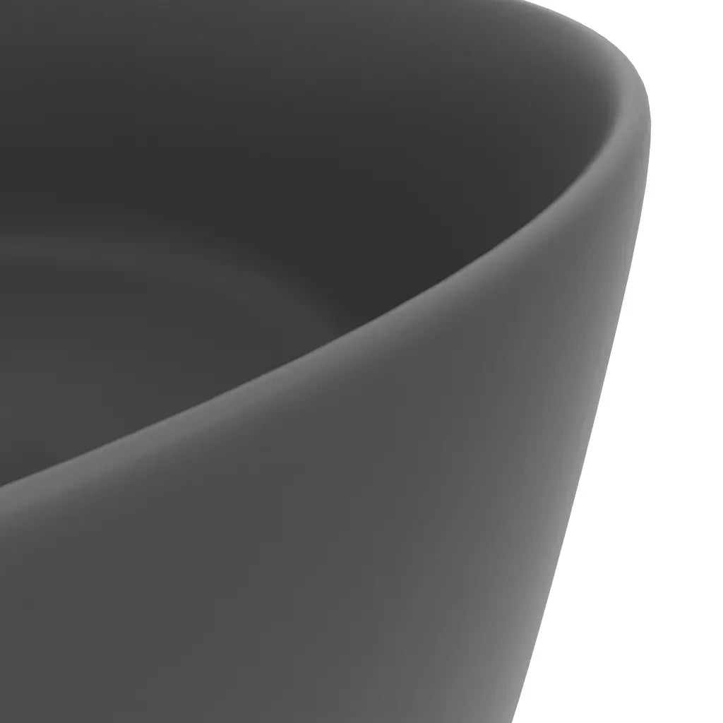 Lavandino Lusso Rotondo Grigio Scuro Opaco 40x15 cm in Ceramica 147016
