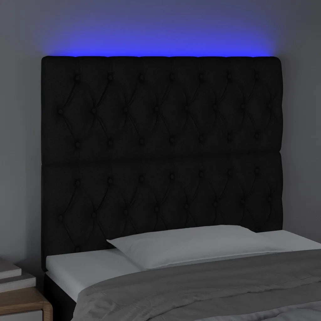 Testiera | Testata a LED nero 90x7x118/128cm in Tessuto