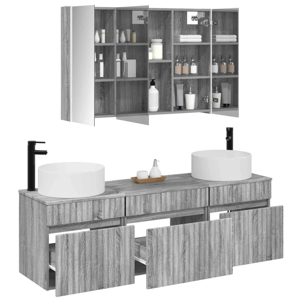 Set di Armadi da Bagno 4 pcs Sonoma grigio 103,5 x 15,5 x 70 cm 3406668