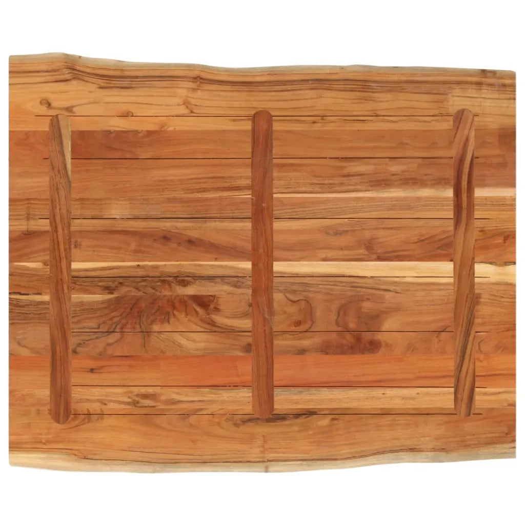 Piano Tavolo 100x80x3,8 cm Rettangolare Legno Acacia Bordi Vivi 370652