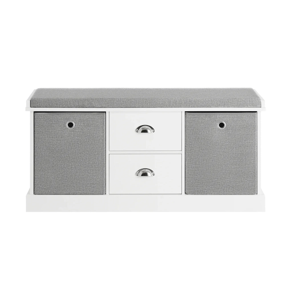 Panca scarpiera Cassapanca da Interno Mobile Bagno con 2 cassetti e 2 cesti L96*P33*A50cm FSR66-HG SoBuy