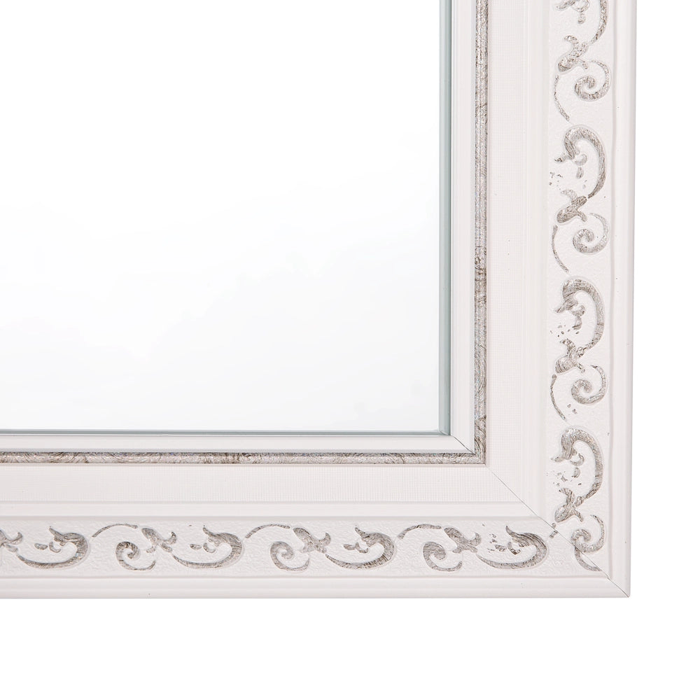 Specchio sospeso a parete Bianco sporco con argento 50 x 130 cm verticale Soggiorno Camera da letto Comò Finitura gesso