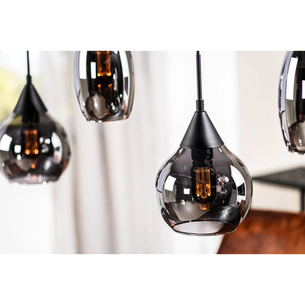 Lampadario a sospensione 5 luci H340 vetro fume'