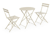 Set 3 Pezzi Bistrot da Giardino con Tavolo e 2 Sedie in Acciaio Verniciato Austin Gypsum