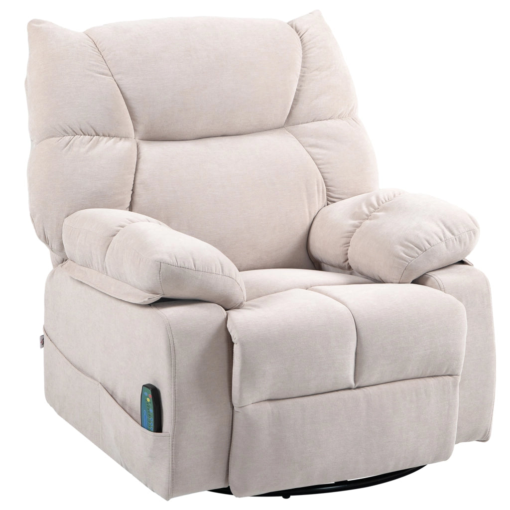POLTRONA Relax con massaggio e riscaldamento, reclinabile, girevole, Beige