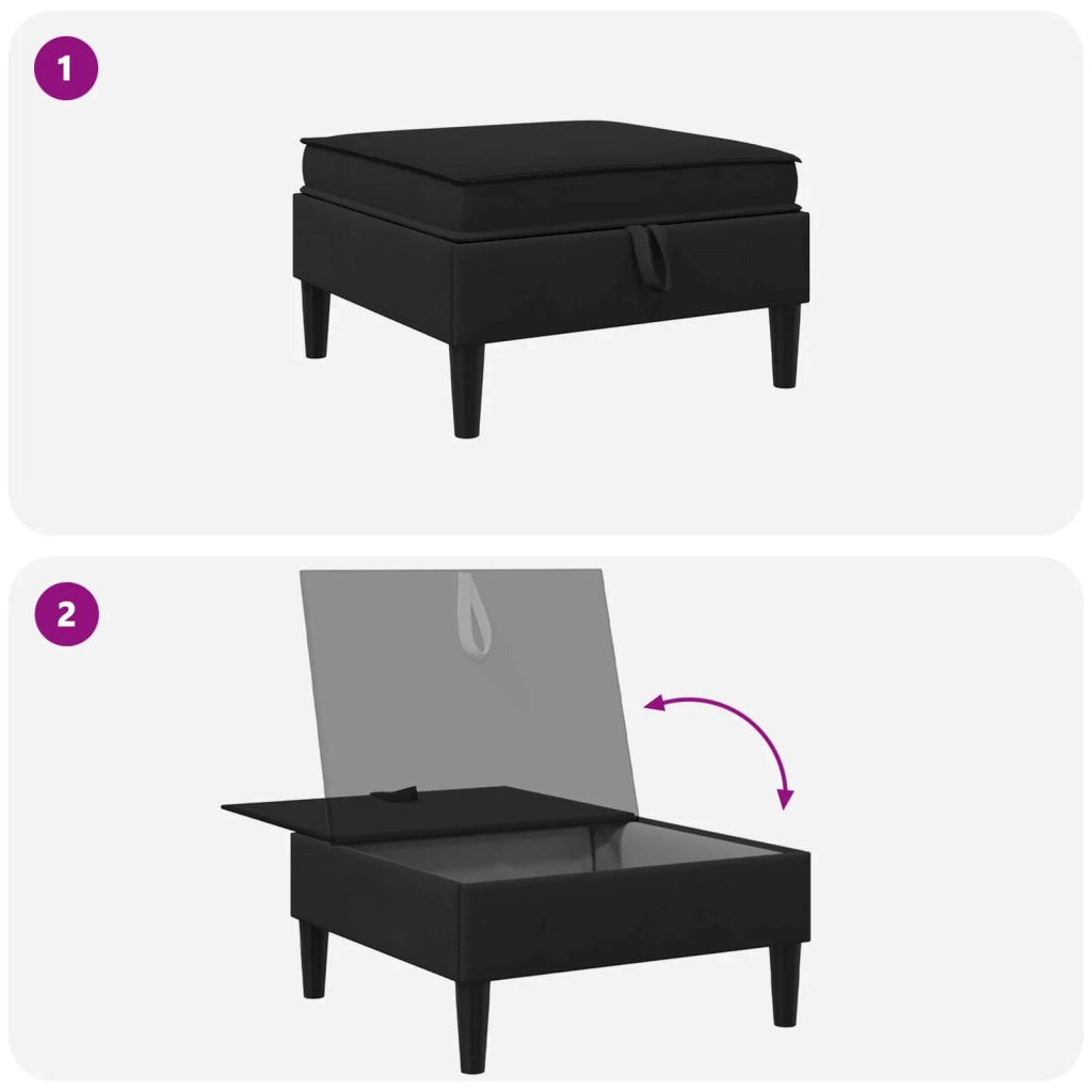 Pouf con Storage Nero Velluto