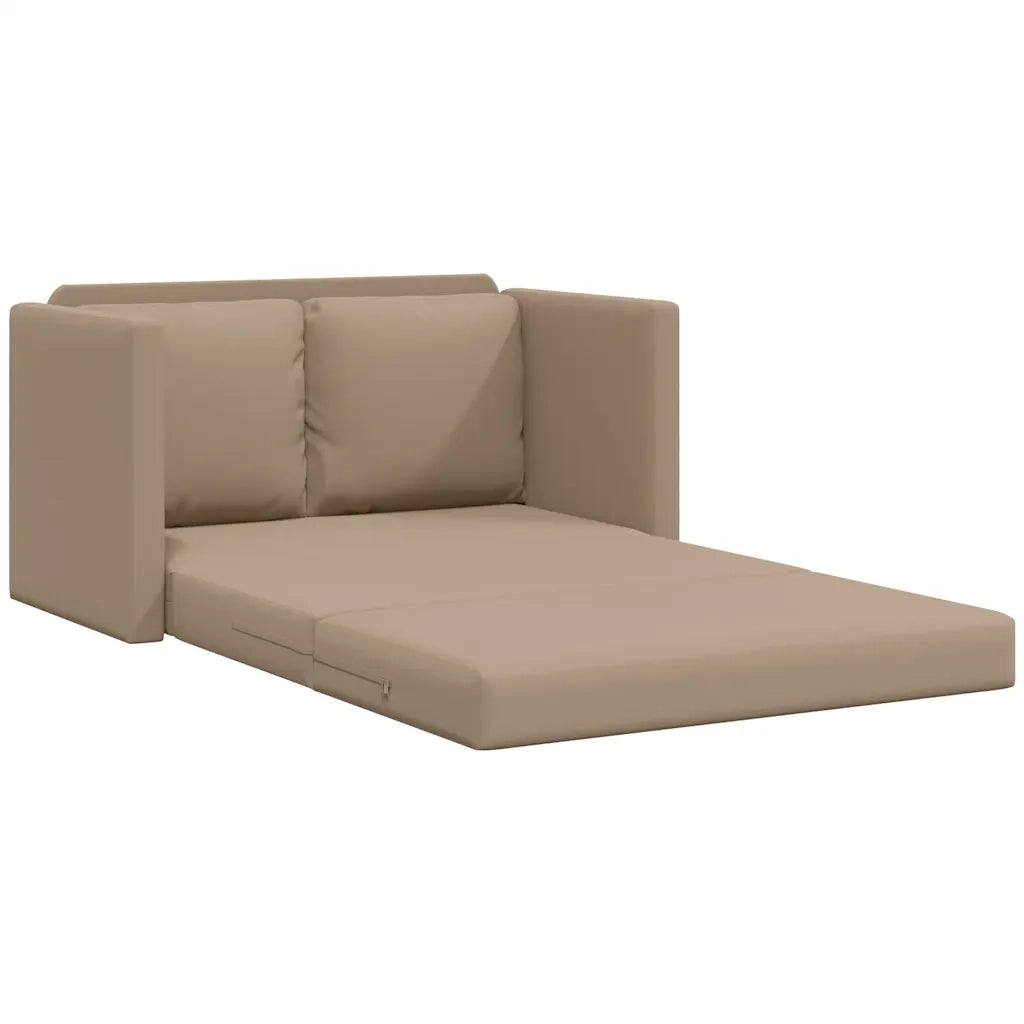 Divano Letto da Terra 2 in 1 Cappuccino 112x174x55cm Similpelle