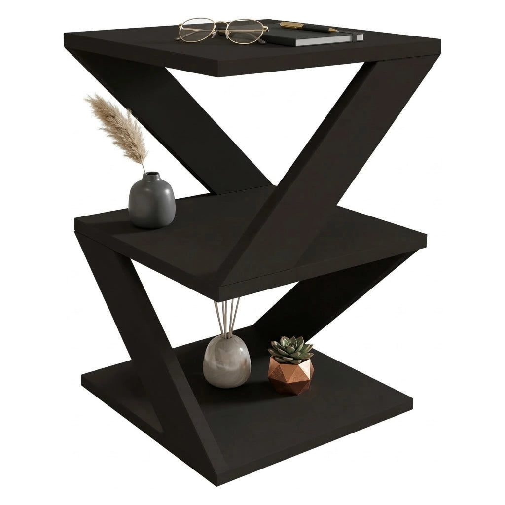Serino, Tavolino da Salotto 2 Vani, 30x30x54h cm Nero