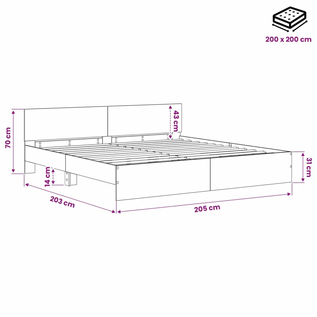 Struttura letto con testata Rovere Artigianale 200 x 200 cm 3445769