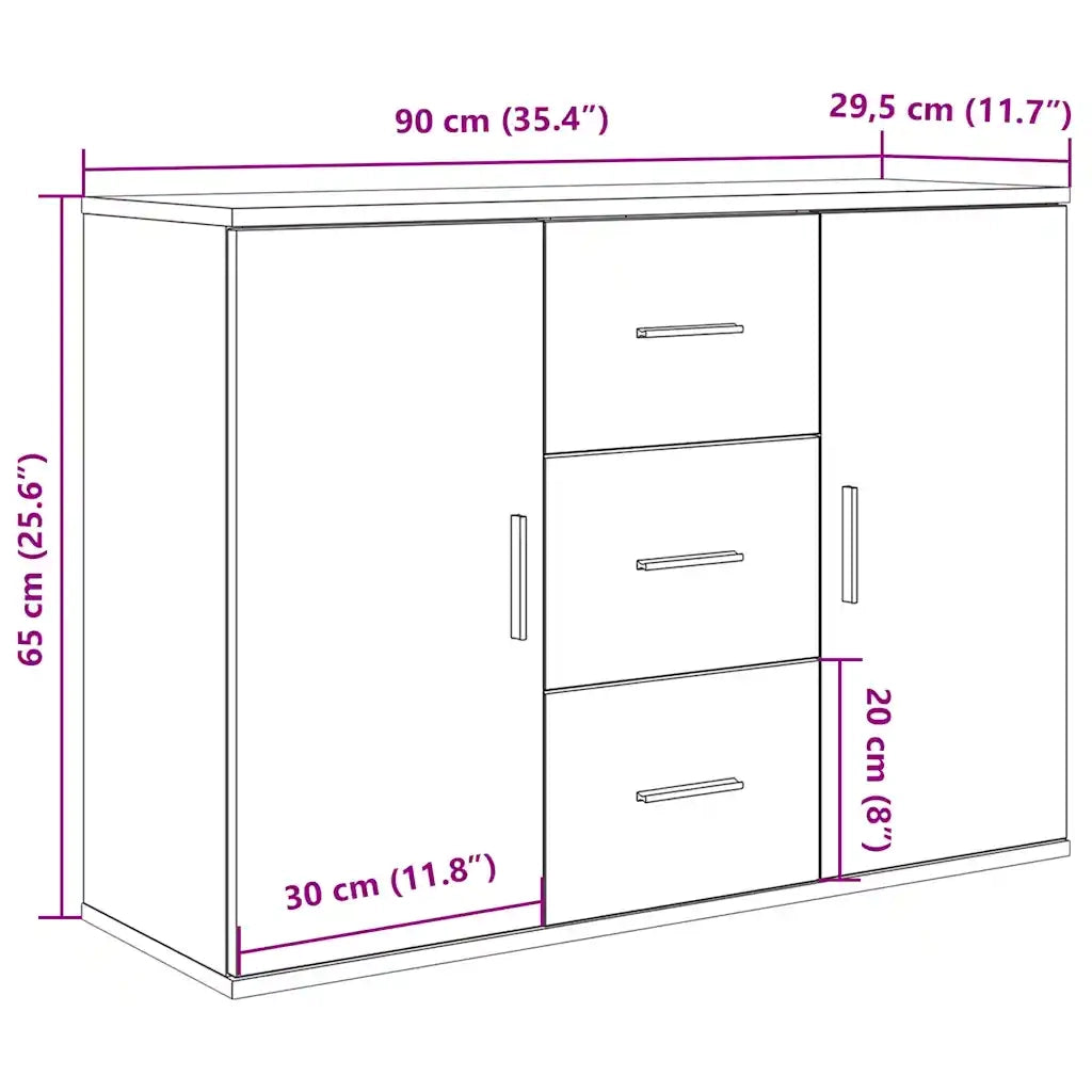 vidaXL Credenza Rovere Artigianale 90x29,5x65 cm in Legno Multistrato