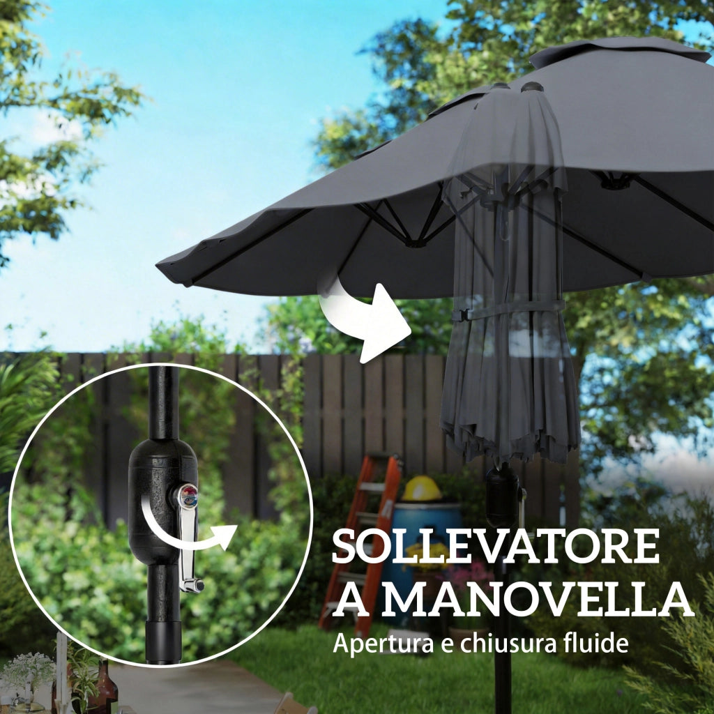 Ombrellone da giardino 12 stecche ¨C Minimal ¨C grigio scuro 3x1.5 m