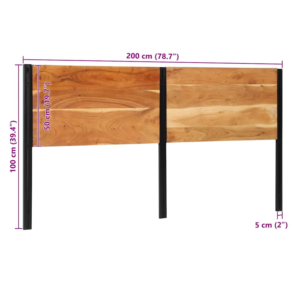 Testiera 200 cm in Legno Massello di Acacia e Ferro