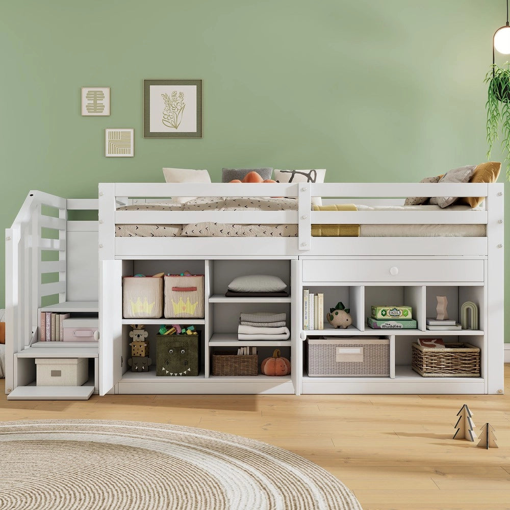 Letto Multifunzione per Bambini in Legno con Cassetti e Scrivania ¨C MINIMAL ¨C Bianco 90x200