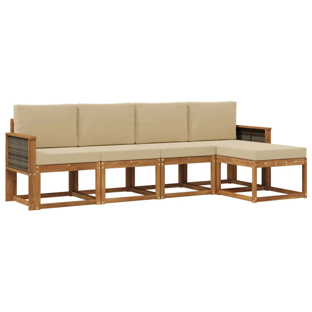 Set di divani da esterno 5 pcs Naturale e Beige Poliestere 3385129