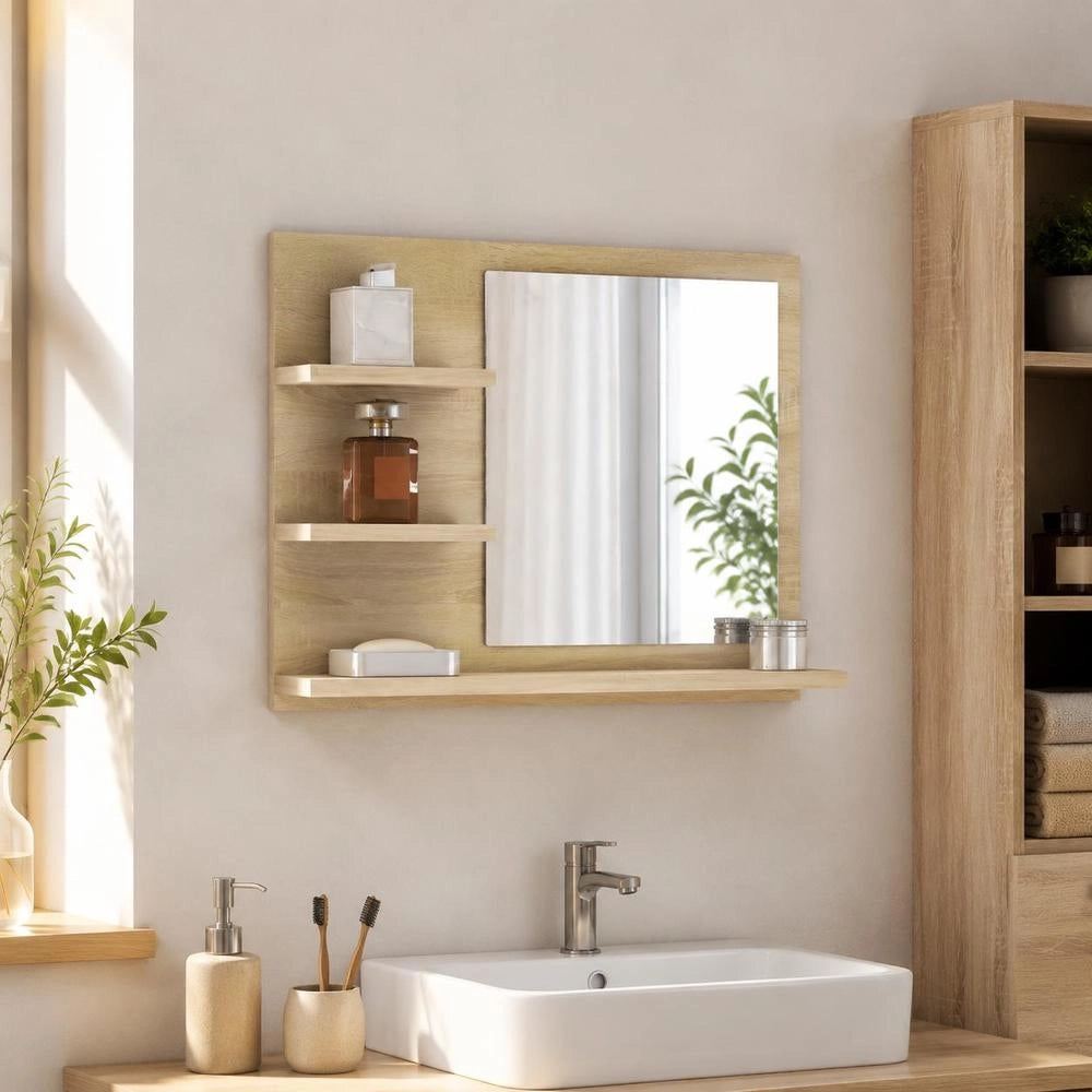 Bathroom Mirror Sonoma Oak 60x10.5x45 Cm Wood-based Material