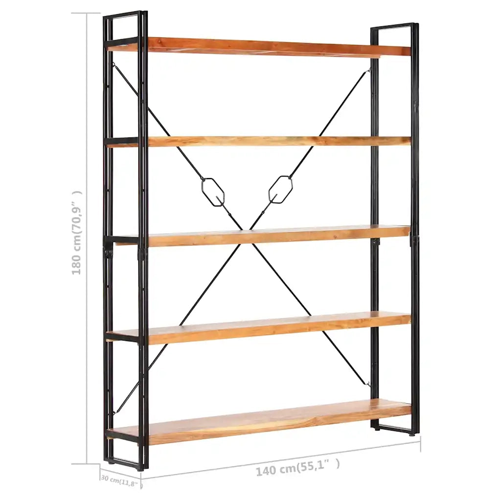 Libreria a 5 Ripiani 140x30x180 cm in Legno Massello di Acacia 286586