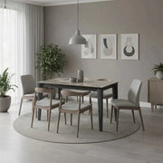 Tavolo da pranzo allungabile in ceramica su vetro effetto marmo grigio Majolica 120-170x80 cm fino a 8 posti | Duzzle