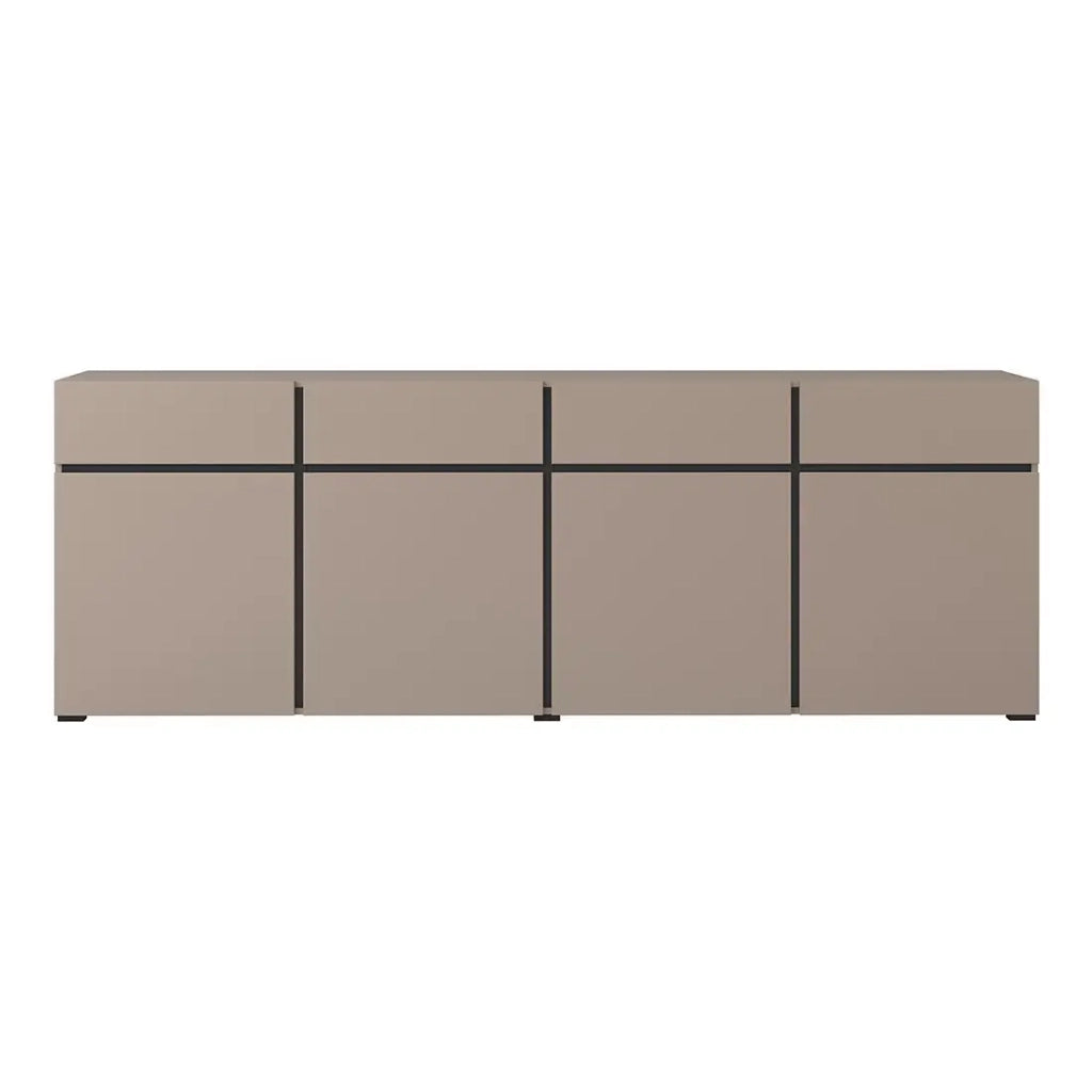 Buffet XL colori beige e nero 225cm collezione HAVANA. Credenza di design con 4 porte e 4 cassetti.