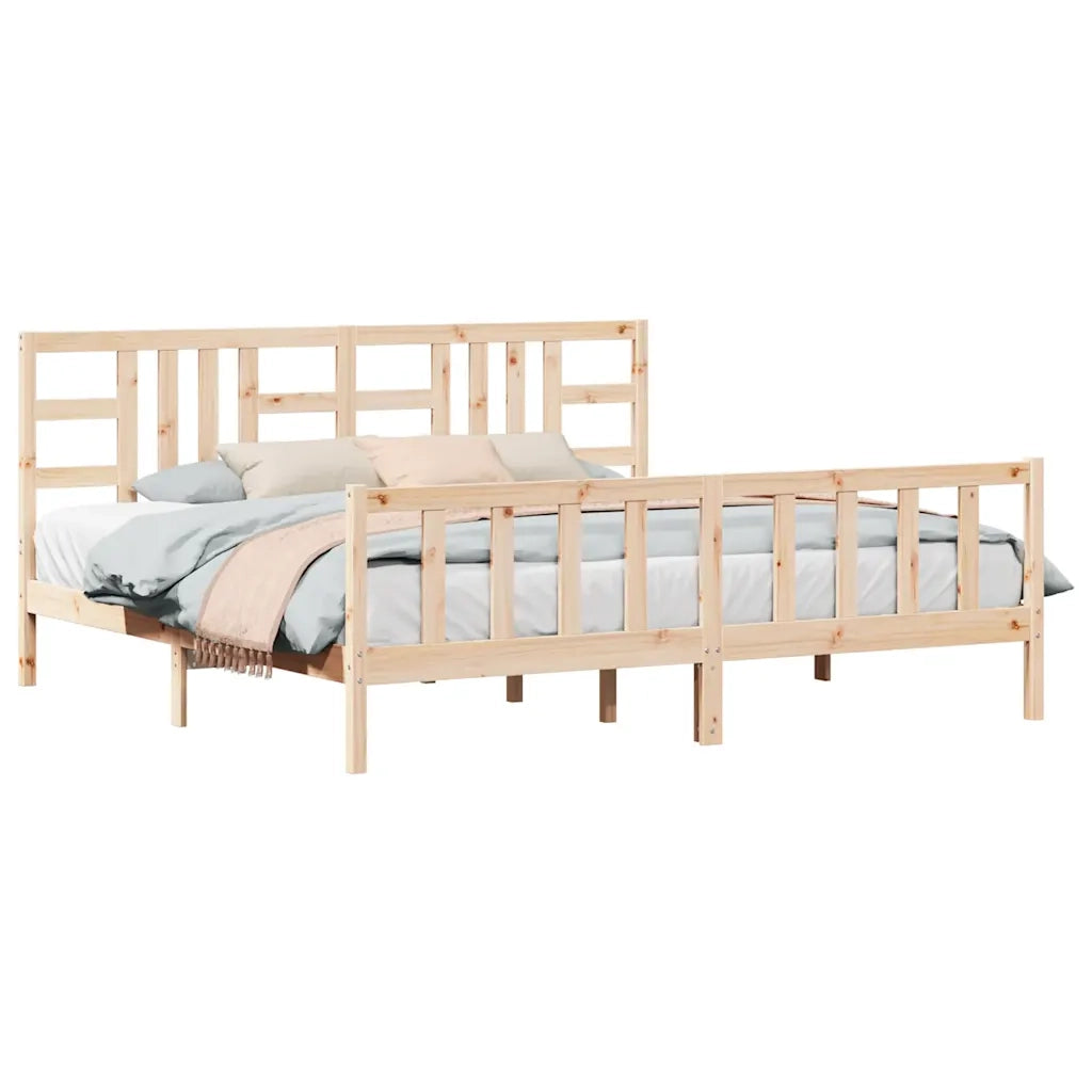 Giroletto senza Materasso-Struttura Letto 200x200 cm in Legno Massello di Pino 503179
