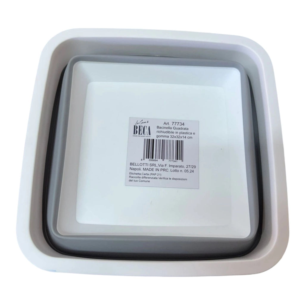 BACINELLA PIEGHEVOLE MULTIFUNZIONE 32x32x14cm GRIGIO E BIANCO
