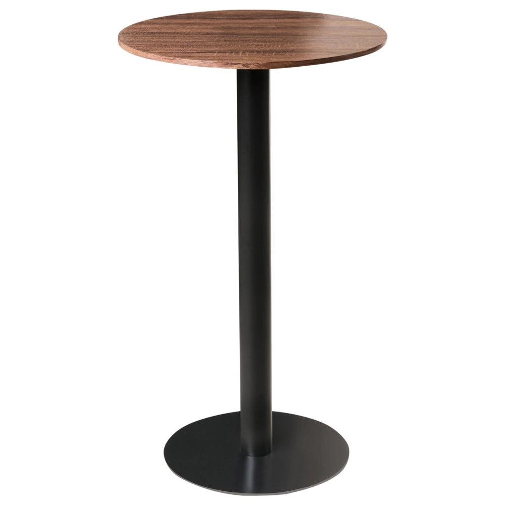 Tavolino da giardino Bistro Marrone scuro e nero Piano rotondo 60x60 cm Base metallica Rustico moderno