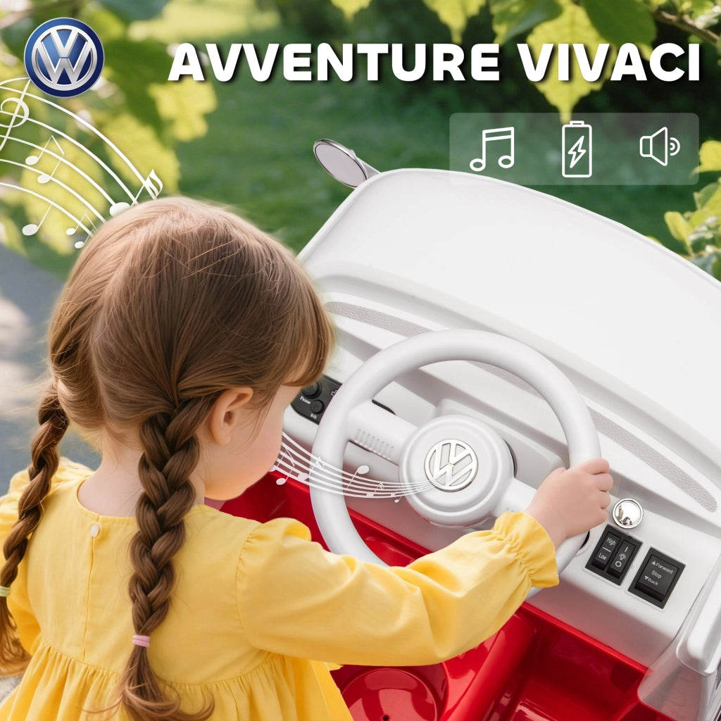 Auto Elettrica Bambini Volkswagen T1 ¨C Zephmum ¨C Rosso 89x49x41.5 cm