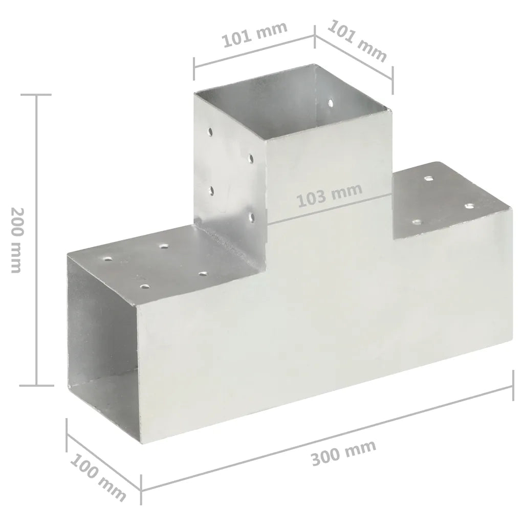 Connettori Pali a Forma di T 4 pz in Metallo Zincato 101x101 mm cod mxl 70972
