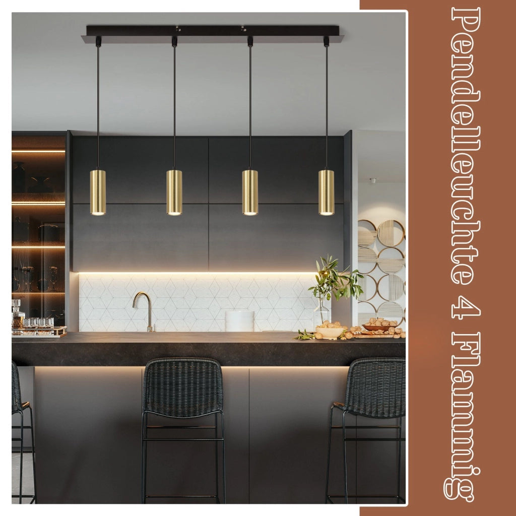 Lampada a sospensione ZMH GU10 retr¨° oro 170cm metallo con 4 luci in stile industriale
