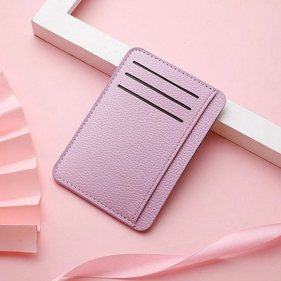 Tas per carte per donna ultra sottile, piccola e leggera, grande capacità, taselli per carte, portafoglio per donna, colore rosa e viola, 11,5 x 8 x 0,5 cm