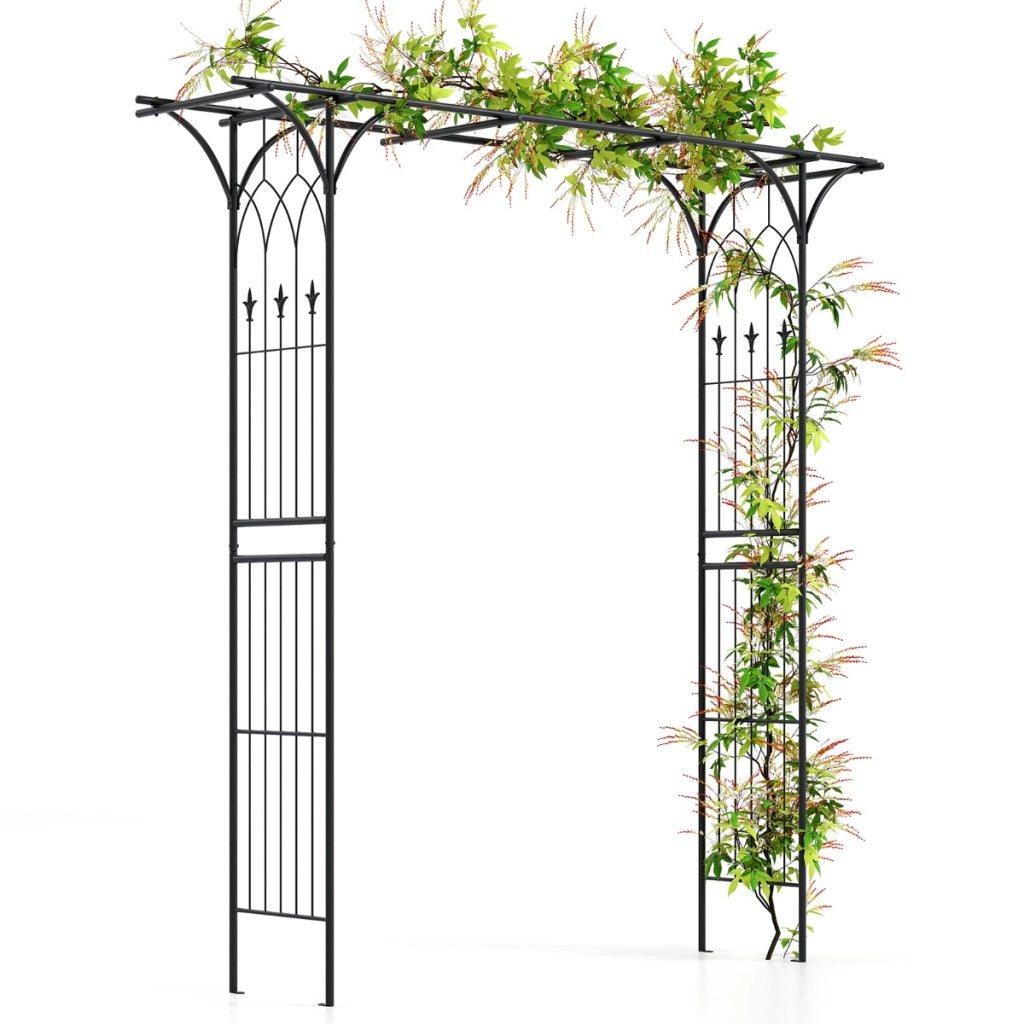 Arco da giardino 206cm decorativo per prato, Metallo per piante rampicanti da giardino pesante Nero-Decorazioni da giardino