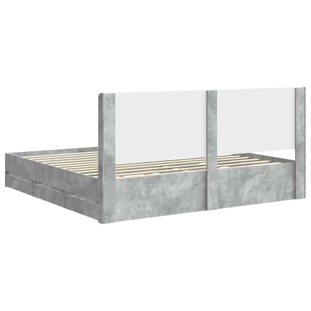 Struttura del letto con stoccaggio e testata Grigio Cemento 3413926