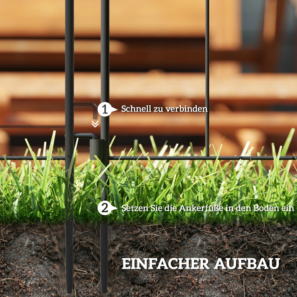 RECINZIONE DA GIARDINO 300 x 70 cm Nero Set da 5 pezzi in acciaio