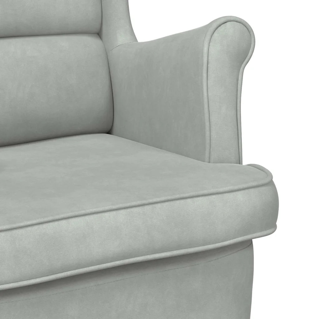Poltrona-Divano Sedia-Poltroncina Grigio Chiaro Velluto 428336