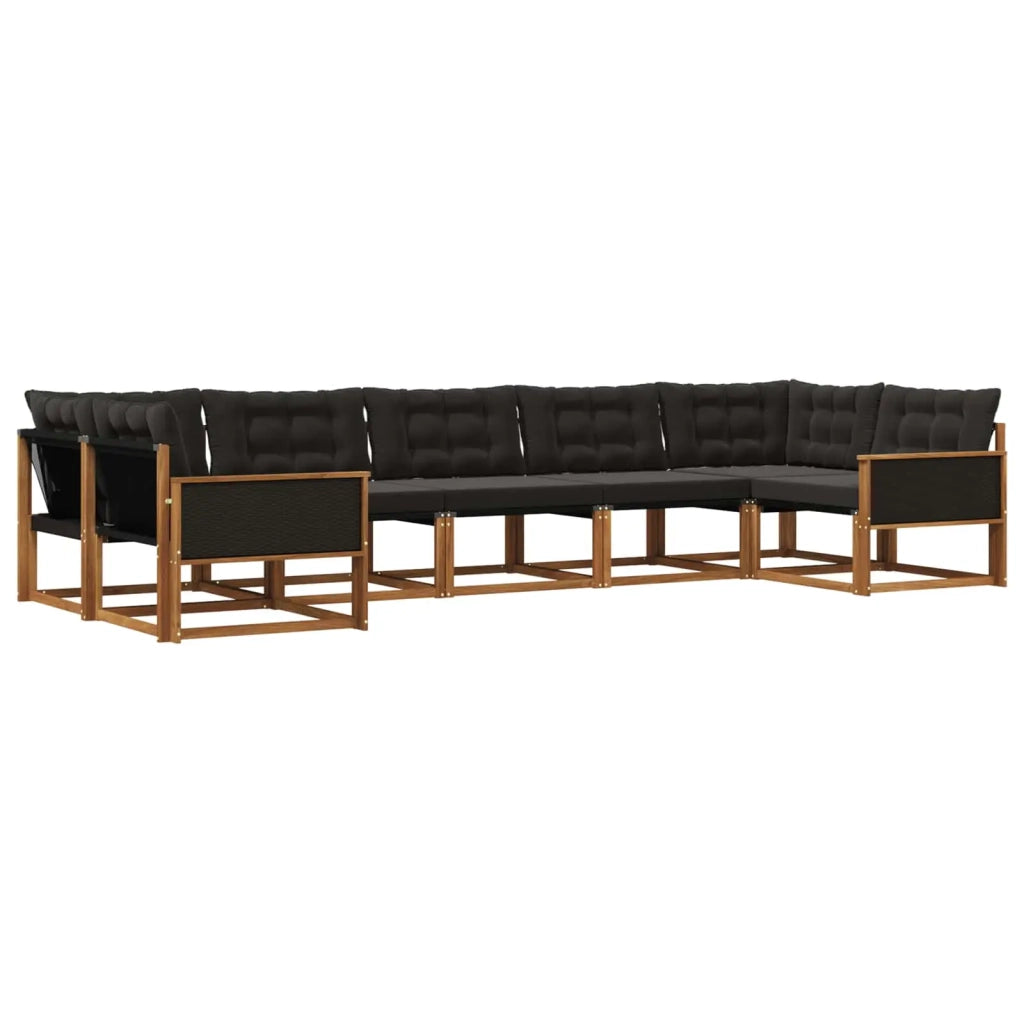 Set di divani da esterno 7 pz Naturale e Nero 3381656
