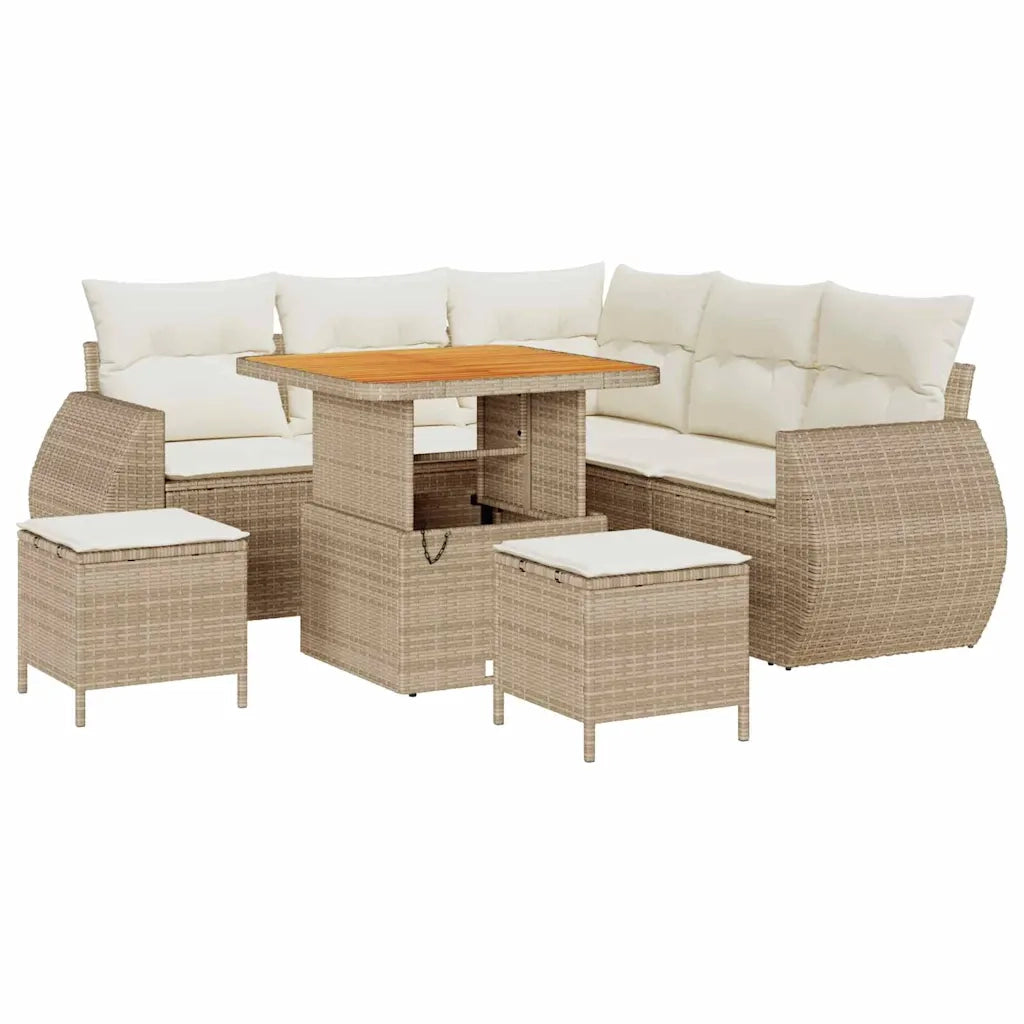 Set Divano da Giardino 8 pcs Beige polyrattan