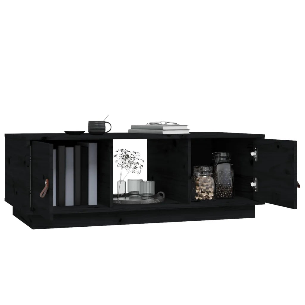 Tavolino da Salotto Nero 100x50x35 cm Legno Massello di Pino 818269