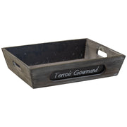 Cestino in legno grigio 37x28x8h cm
