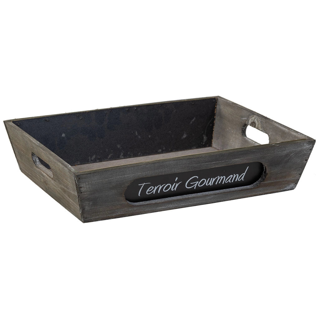 Cestino in legno grigio 37x28x8h cm