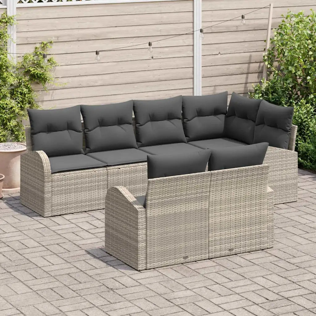 Set Divano da Giardino Grigio chiaro polyrattan 3346082