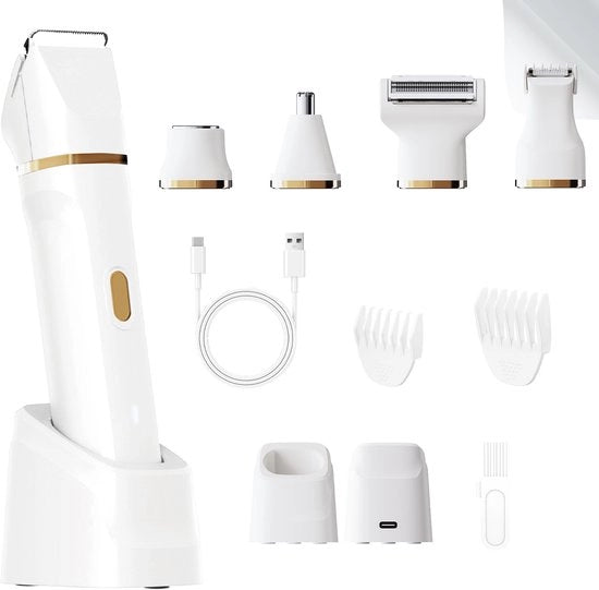 Scheeparedda per bikini [5 in 1 & senza dolore] Dispositivo elettrico per la rasatura del viso