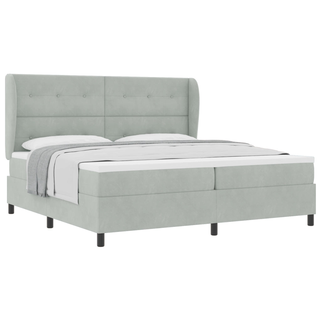 Letto Box Spring con Materasso  Grigio Chiaro 200x200 cm Velluto